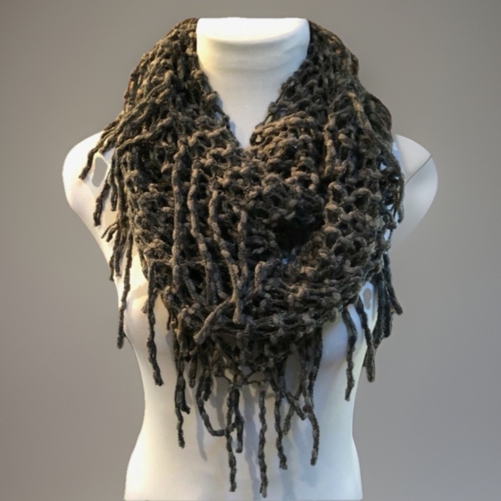 BoHo Hippie Gray Lightweight Fringe Scarf